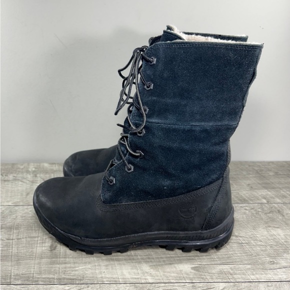 Timberland A12Q3 Woodhaven Black Leather Riding Womens Waterproof Boots Size 8.5 - Picture 5 of 10